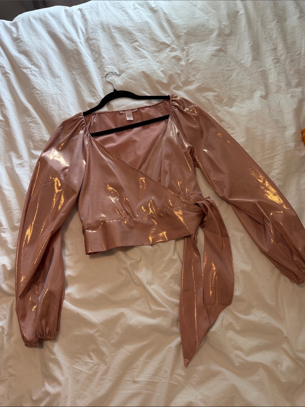 Victoria's Secret Metallic Rose Pink Wrap Crop Top
